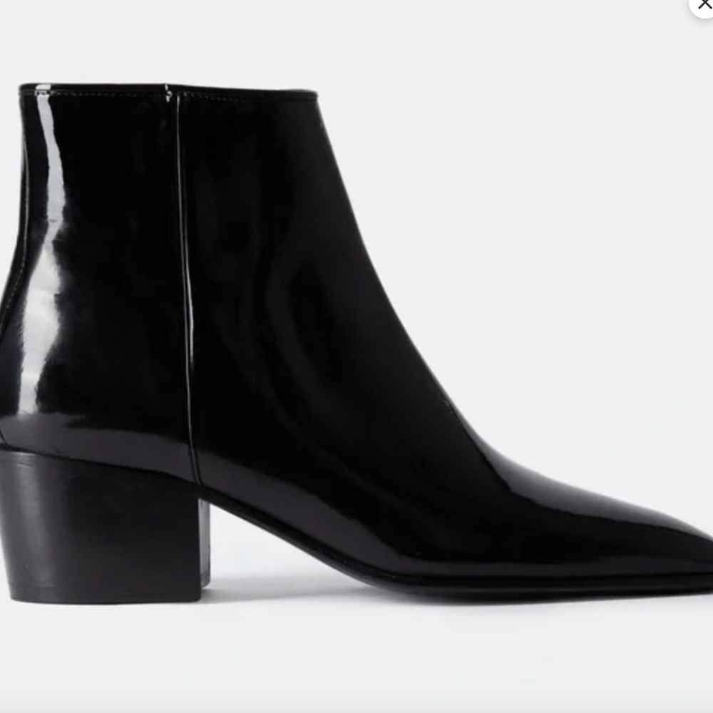 The Kooples Black Patent Vinyl Heeled Ankle Boots New with Box Size 41